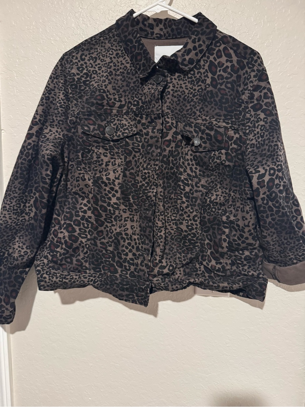 Nine West Women's Leopard Print Jean Jacket - Brown & Black